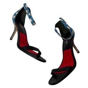 DIANE VON FURSTENBERG WOMEN BLUE WHITE RED BLACK STATEMENT HEELS SIZE USA 8